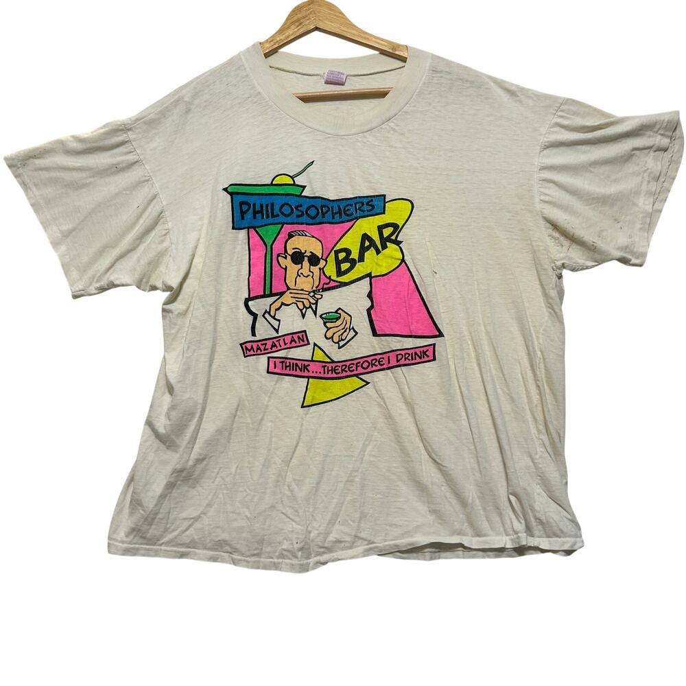 90's Philosophers Bar Mazatlán Graphic Short Sleeve T-Shirt Cream XL